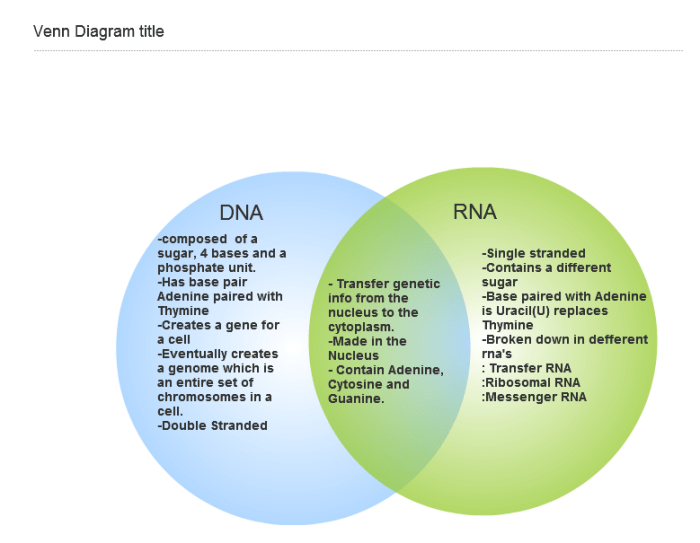 Rna and dna venn diagram