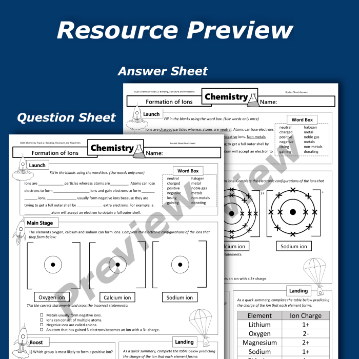 Formation of ions worksheet answers