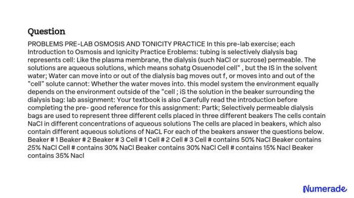 Pre lab assignment 1 osmosis and tonicity practice problems