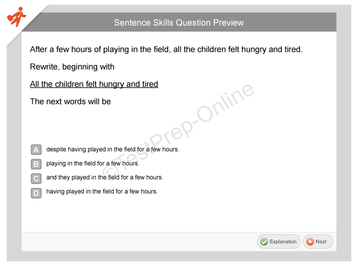 The two accuplacer question types for sentence skills are