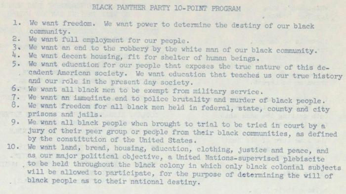 Black panthers 10 point program lesson plan